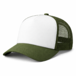 GORRA TRUCKER PREMIUM FOAM LISA VERDE MILITAR Y BLANCO
