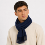 BUFANDA CON FLECOS AZUL - Imagen 2