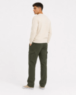 PANTALON CARGO GABARDINA VERDE MILITAR - Imagen 3