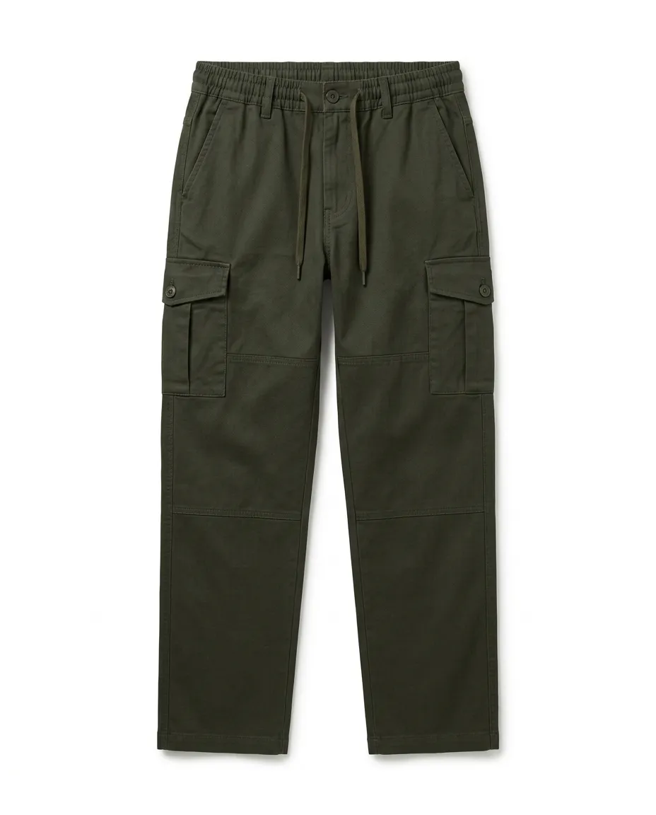 PANTALON CARGO GABARDINA VERDE MILITAR