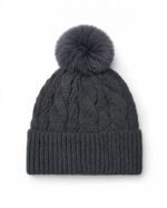 GORRO FORRADO MICROPIEL CON POMPON GRIS OSCURO