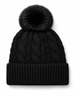 GORRO FORRADO MICROPIEL CON POMPON NEGRO