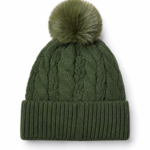 GORRO FORRADO MICROPIEL CON POMPON VERDE MILITAR