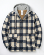 Campera Camisaco Gris Forrada Micropiel con Capucha