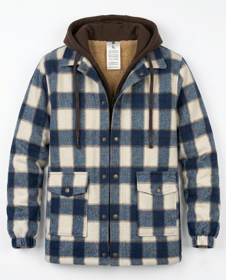 Campera Camisaco Marron Forrada Micropiel con Capucha